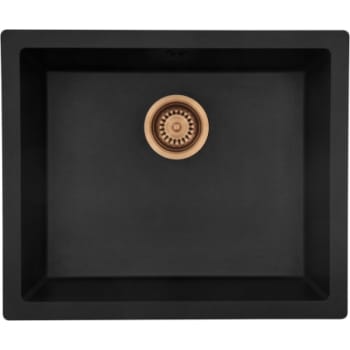 Lavabo Jupiter 600 UN køkkenvask, 55x46 cm, sort, kobber afløb