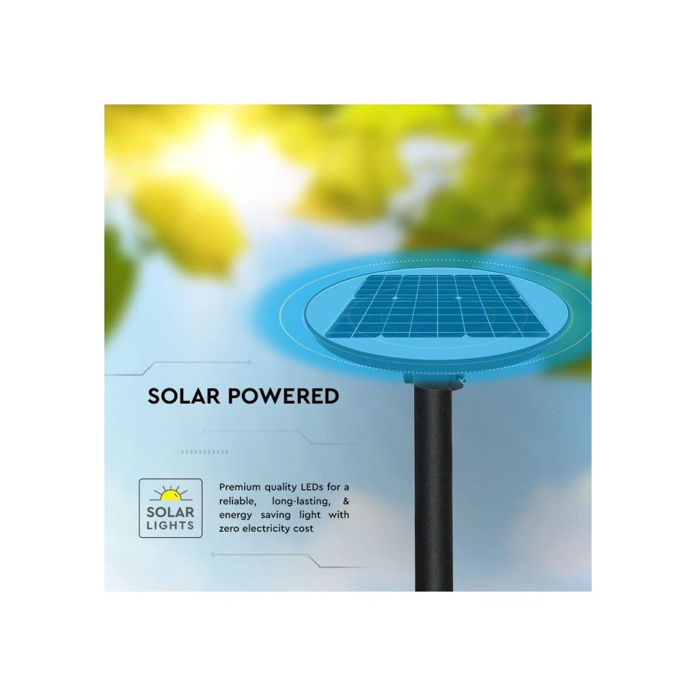 V-Tac 7.5W Solcelle Havelampe LED - Sort, Ø42 cm, med solcelle, sensor og IP65