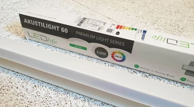 LED lysskinne 27W 90 cm 3000K til Troldtekt og akustikloft, 24V