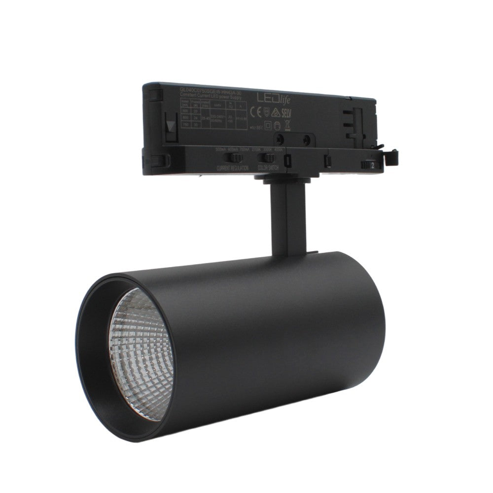 LEDlife CCT justerbar skinnespot 28W - Sort, Justerbar CCT + lysstyrke, RA90, 3200lm, Flicker free, 3-faset