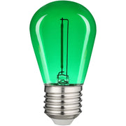 0,6W LED krone pære - Grøn, kultråd, E27 - 230V - 50lm - RA80