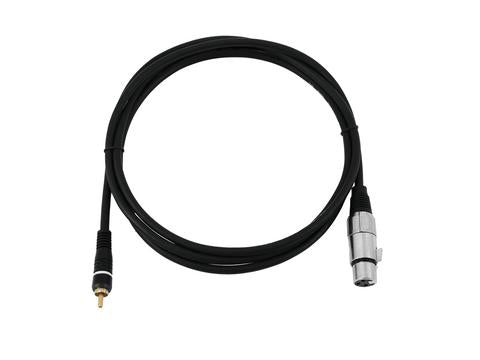 XLR adapterkabel - XLR hun til RCA(Phono) han, Sort (2m)