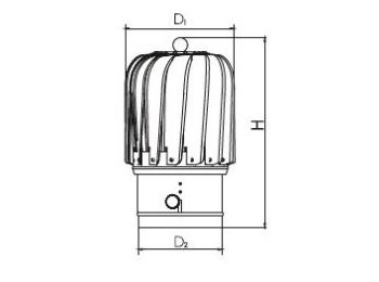 Roterende skorstenshætte - Ø150mm, Rustfri stål, aflang