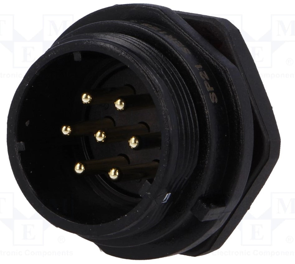 SP21 fatning - 7pol han, 1,5mm², 15A, kabinet (IP68)