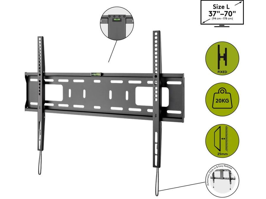 TV vægbeslag - 37-70" fast, 50kg, Vægafstand 25mm