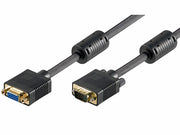 Monitorforlængerkabel - Full HD SVGA, han/hun, Sort (10m)