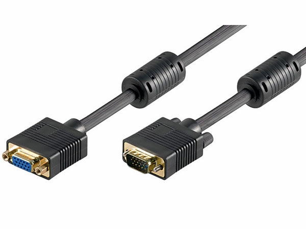Monitorforlængerkabel - Full HD SVGA, han/hun, Sort (10m)