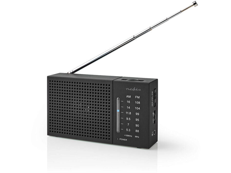 Bærbar FM-radio - AM/FM, Batteri, Analog, Sort