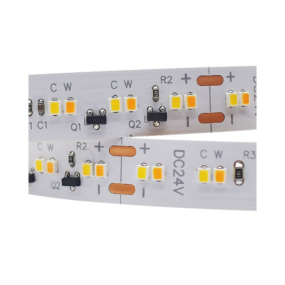 5m LED strip med dæmpbar varm til kølig belysning - 17W/m, 24V, IP20, 224 LED pr. meter, RA95
