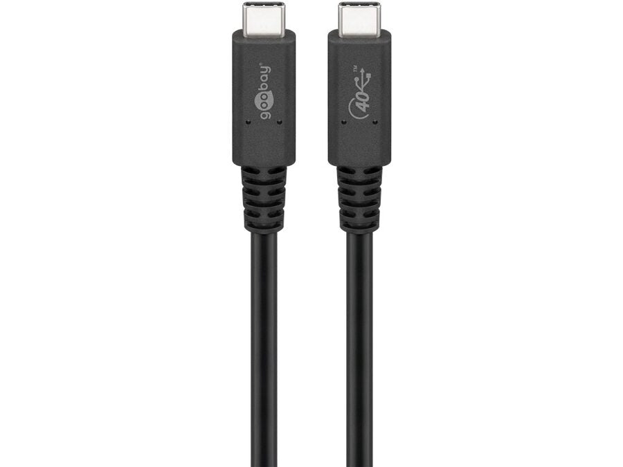 USB 4.0 PD kabel - 2 x USB-C han, 240W 5A, Sort (1,2m)