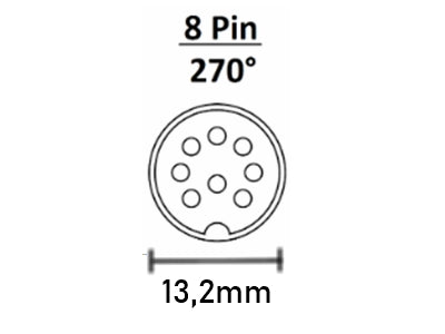 DIN stik - 8pol han multistik 270° Plasthus, Grå