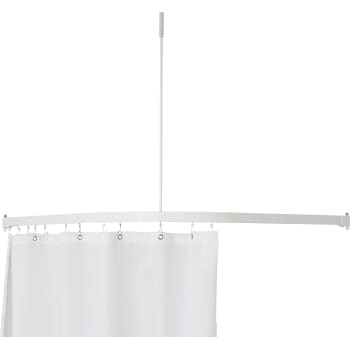 Profil5001 15x30mm badeforhængstang 90x90cm hvid m.loftstøtte mm