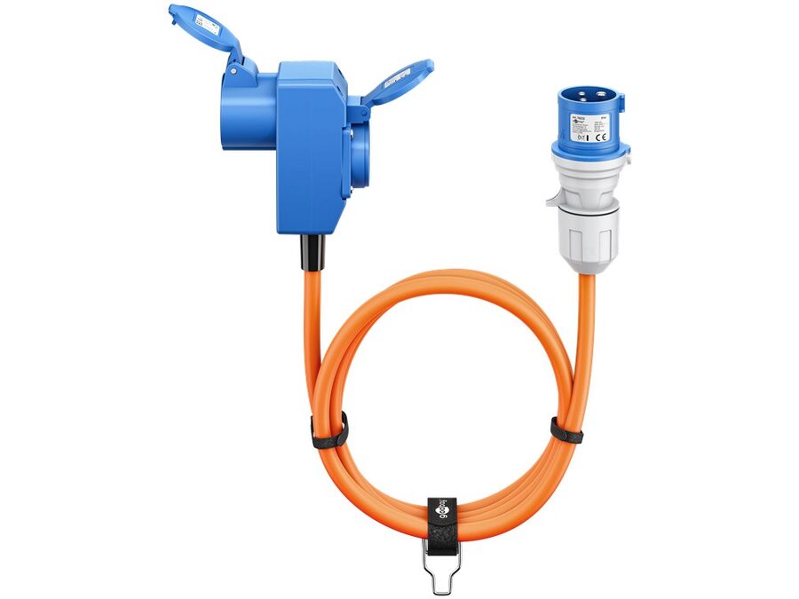 CEE adapterkabel - 3P han til 3P hun + 1 x Jord (5m)