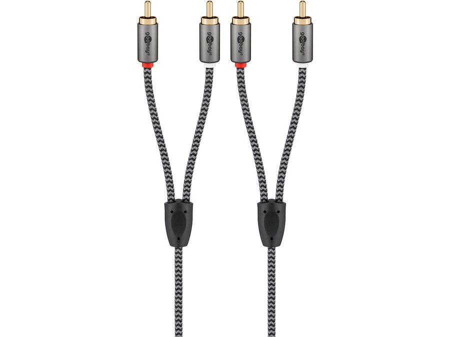 Stereo RCA(Phono) kabel, tekstilkappe (1m)