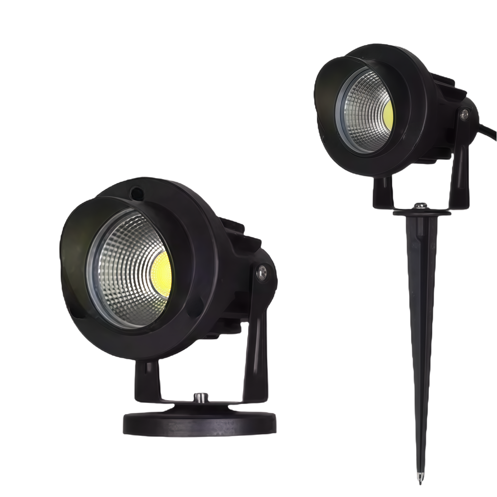 6W LED havelampe med spyd, sort finish, IP65-klassificeret, 12-24V, 450lm, erstatter 60W, RA82