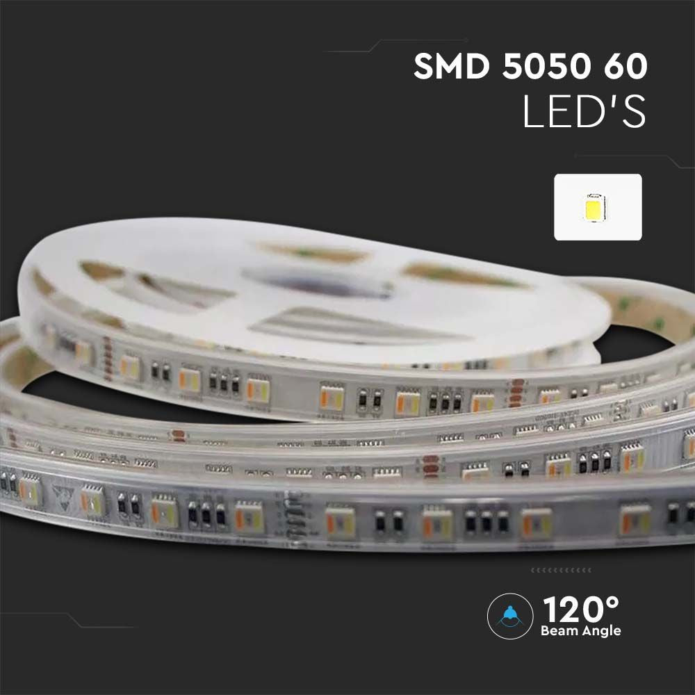 60 LED Stribe Lys 24W/m - CCT 3in1+RGB, IP65, 24V
