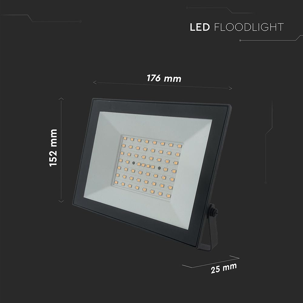 V-Tac 50W LED projektør - Arbejdslampe til udendørs brug, 4500lm, RA80, IP65