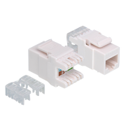 Keystone RJ45 fatning - CAT5e 100MHz UTP, Hvid (Toolless)