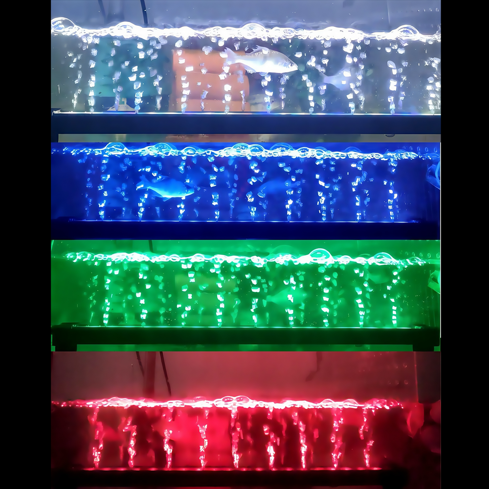 20cm RGB+NW Akvarie Armatur med Luftpumpe Tilslutning - 8W, IP68, 230V - Ideel til Farverigt og Naturligt Lys i Dit Akvarium