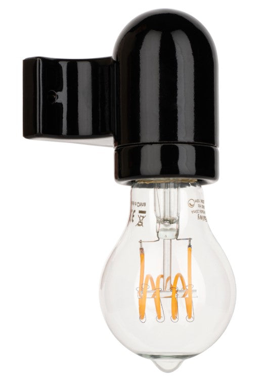 Væglampe armatur, Porcelæn, E27, Sort