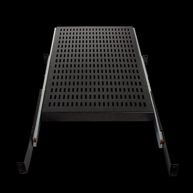 Udtrækshylde til 19" Rackskab - D:800mm, Sort