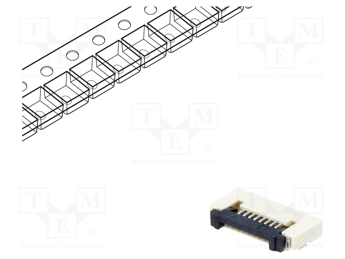 FFC (PFC) Flexkabel konnektor - 8pol, ZIF, SMD (0,5mm)