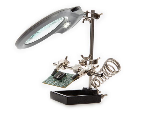 Hjælpende hånd - Holder m. 2 næb, luplampe +loddekolbestativ