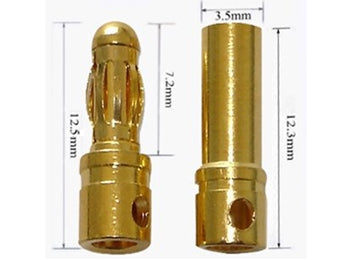 RC bananstiksæt - 3,5mm forgyldt han + hun (5 par)