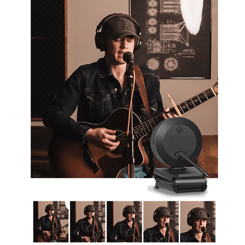 USB 2.0 Webcam m. ringlys - HD 1920x1080, Sort