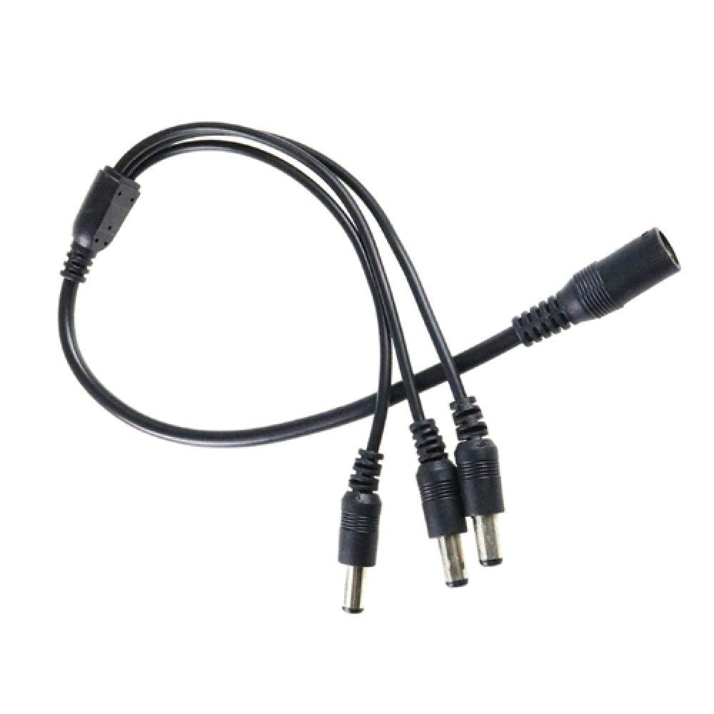 DC kabel 3-vejs splitter - Til LED strips, Sort, 5V-48V