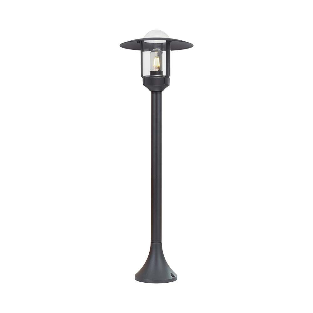 E27 stolpelampe med klart glas og mat sort hus - V-Tac Pro serie med 3 års producentgaranti