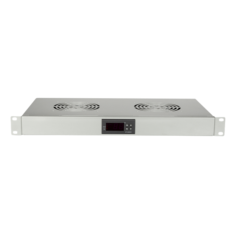 19" Rackkøler med 2 blæsere & termostat, Grå