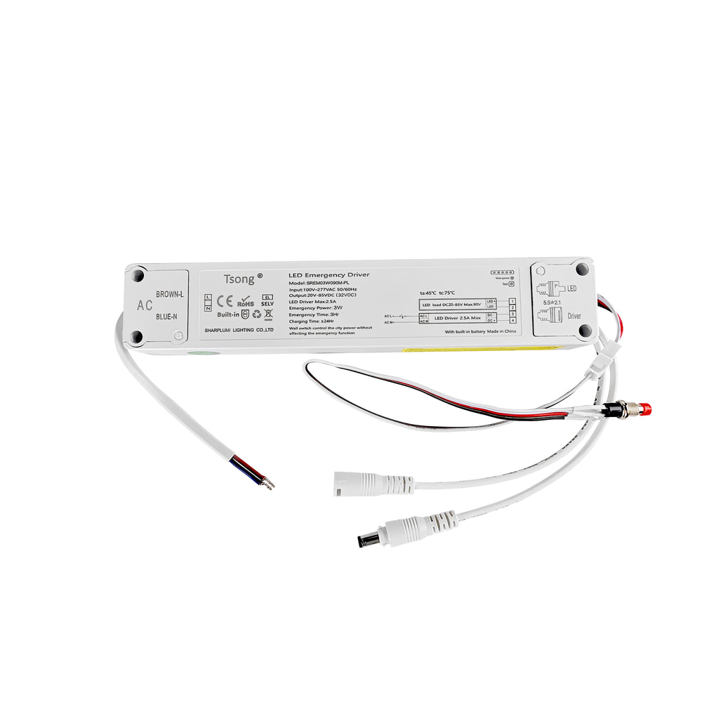 LED Panel Nødlys Driver - Op til 3 timers levetid, Input: 230V