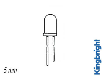 5mm 5V LED - GRØN diffus (20mcd 30°)