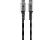 USB-C 2.0 kabel - 2xhan (tekstil), 3A, Grå (1m)