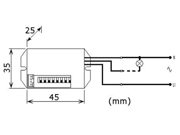 PIR bevægelsessensor - 230Vac / 800W, 100° mini til indbygn.