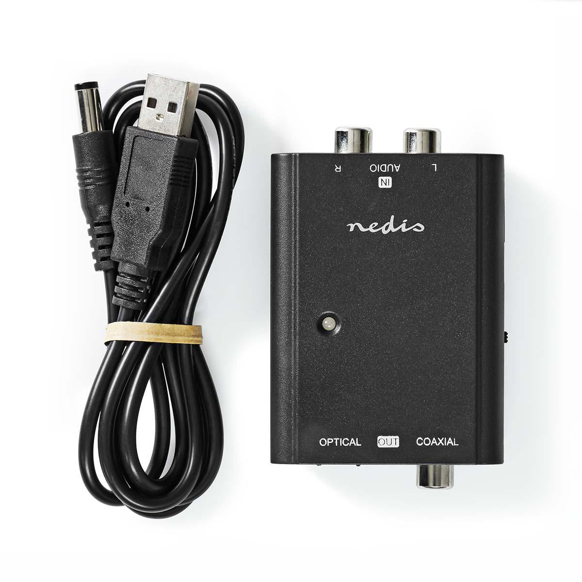 Analog-digital audiokonverter - 2 x RCA(Phono) > COAX/optisk
