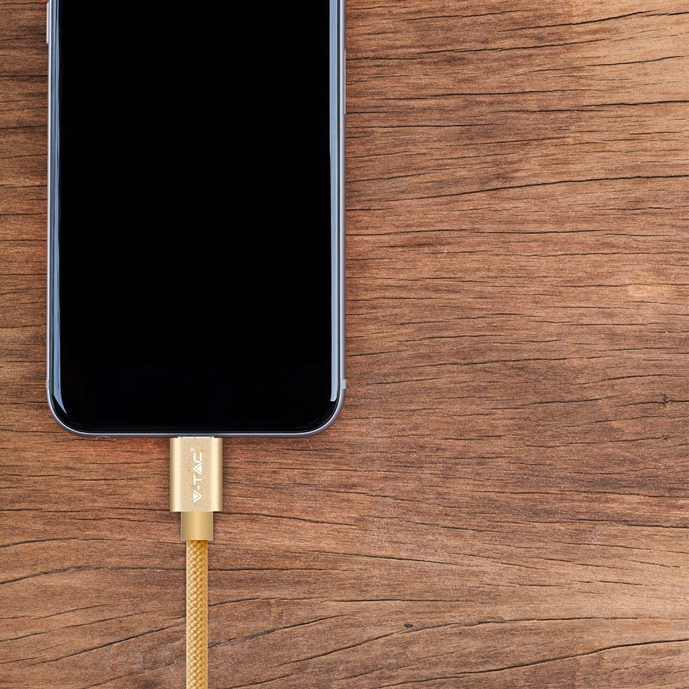 1M Micro USB Fletnylonkabel - Guld (Platinum Serie)
