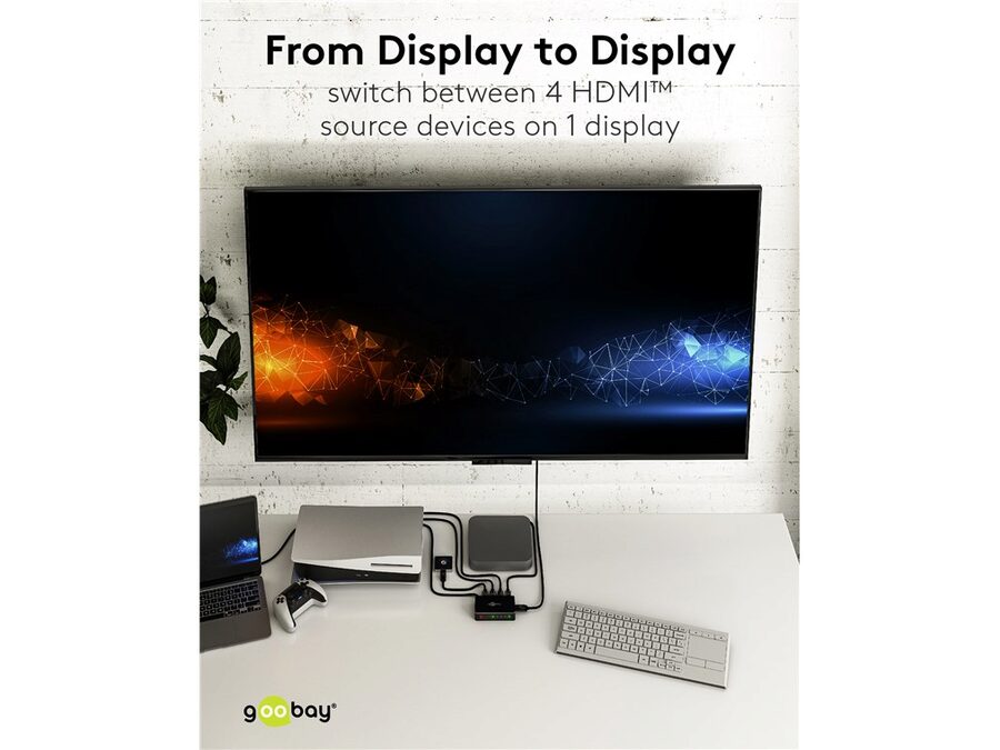 HDMI 2.0 switch - 4 ind til 1 ud, 4K/60Hz, HDCP