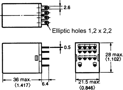 Heavy duty relæ - 24VDC / 5A, 4 x skifte (4PDT)