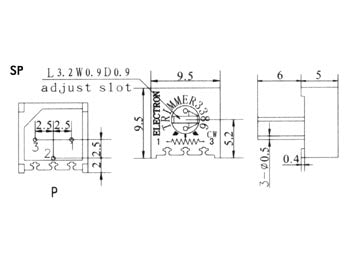 Single-turn trimmepotmeter - Horisontal, 500mW, 1Mohm ±10%