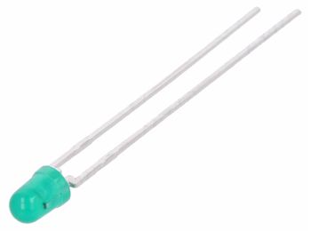 3mm LED - Rund, GRØN diffus (15mcd, 40°)