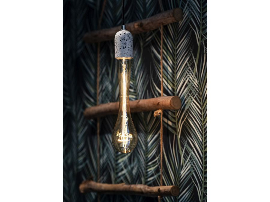 Stofledning m. E27 fatning - Terrazzo, Lysegrå (1,5m)