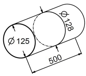 Rund Ø125 kanalrør L=0,5 m PVC