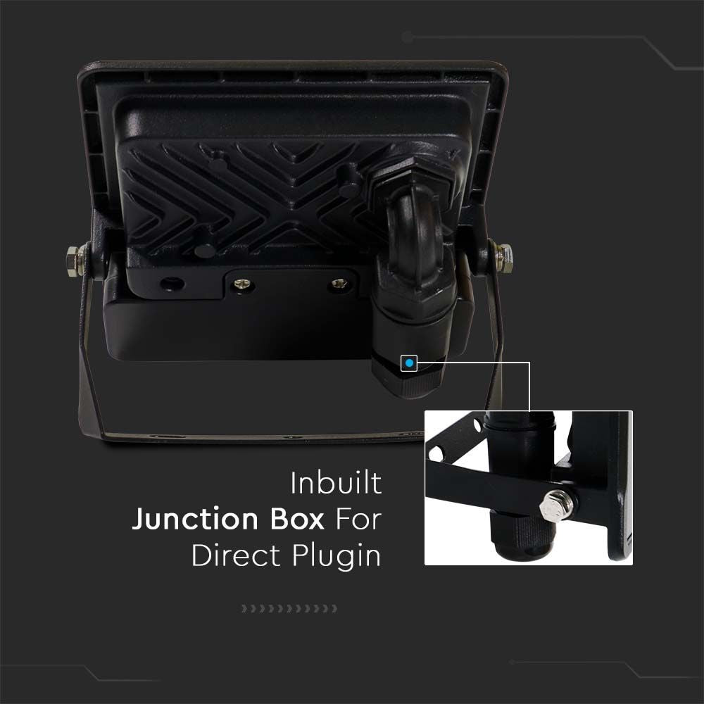 10W LED Projektør med PIR Sensor, Samsung Chip, 4000K, Sort Hus - Energibesparende belysning til udendørs brug