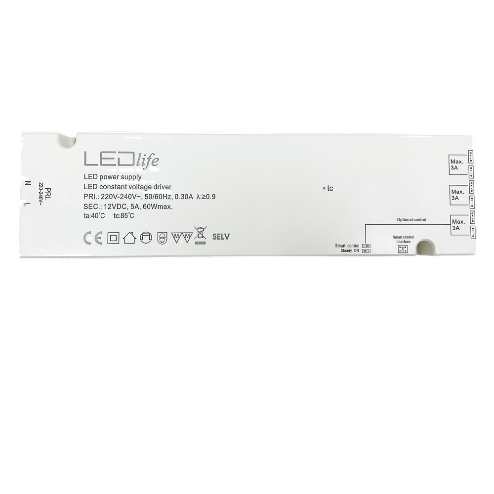 LEDlife Møbelspot dæmpbar strømforsyning 60W inkl. fjernbetjening
