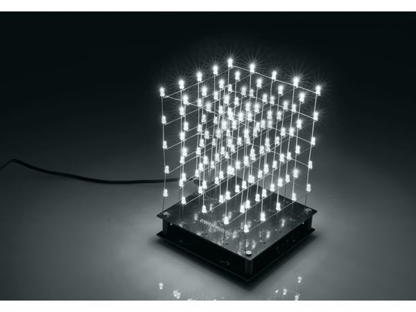 K8018W - 3D LED kube, 5x5x5 hvide LED, programmerbar via USB