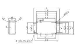 Aluminiumskabinet m. flanger, 140x100x75mm (IP66)