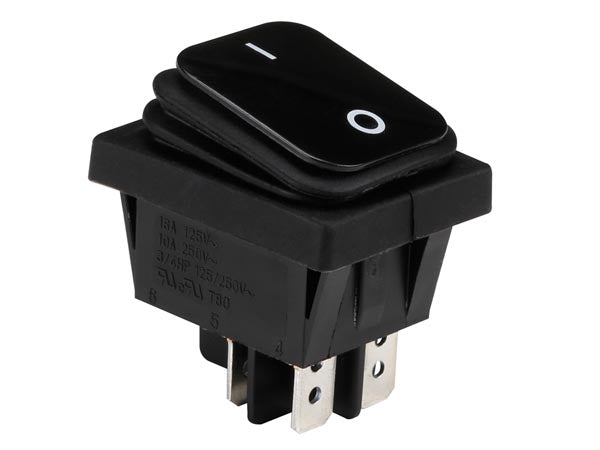 Vippekontakt - 2P OFF-ON, 250V/16A, Sort (IP65)