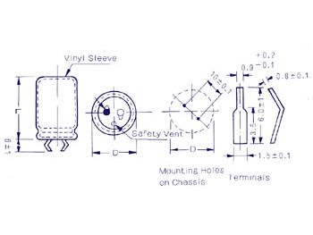 1000uF / 100V Elektrolyt metal, printben, Ø30x45mm (85°C)